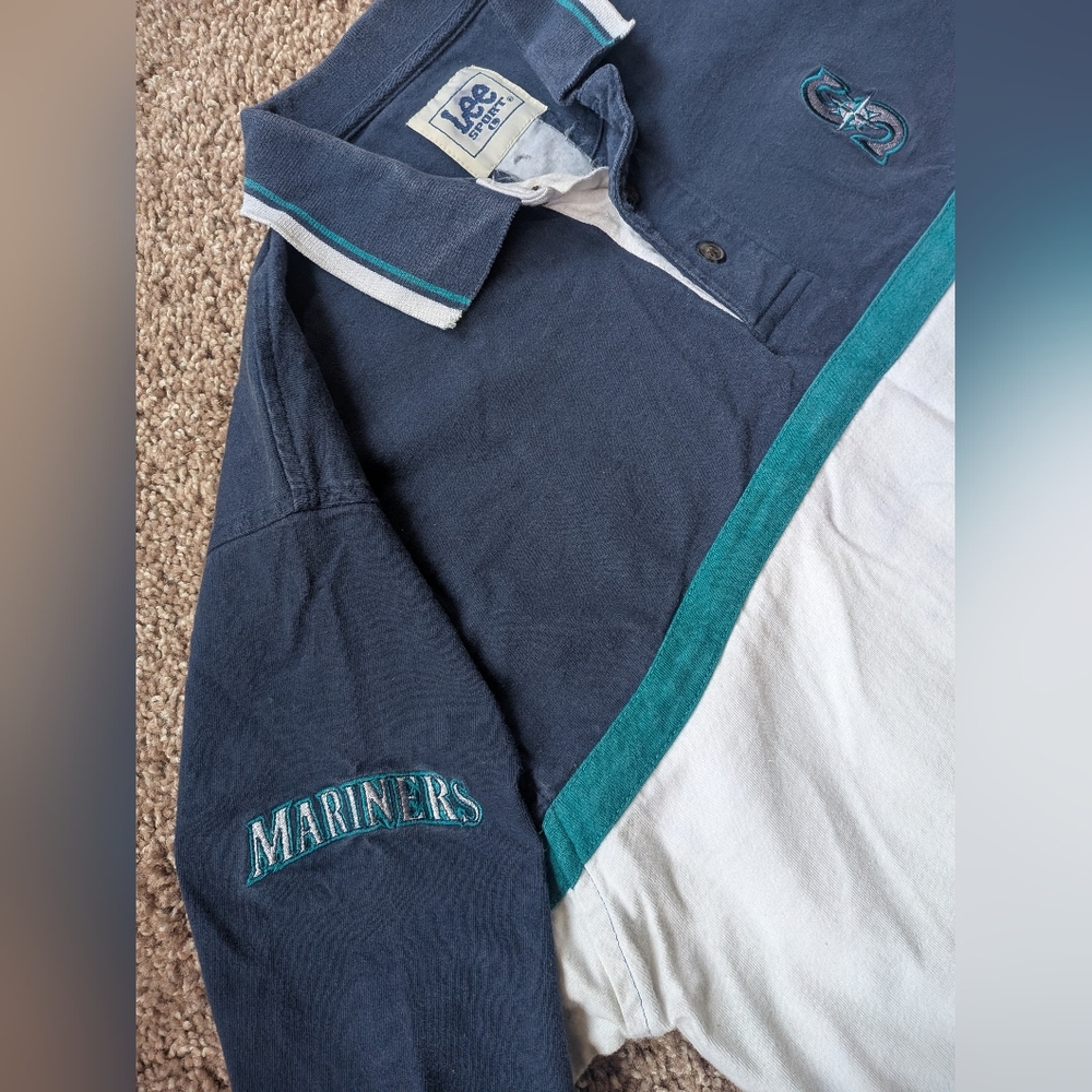 Vintage Lee Sport Seattle Mariners Polo Shirt Large - Picture 5 of 12